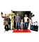 Hollywood Red Carpet Scene (Includes: Red Carpet Step and Repeat Backdrop DW, Roll out Red Carpet, Hollywood Camera, Paparazzi, Trophy and Film Clapper)
